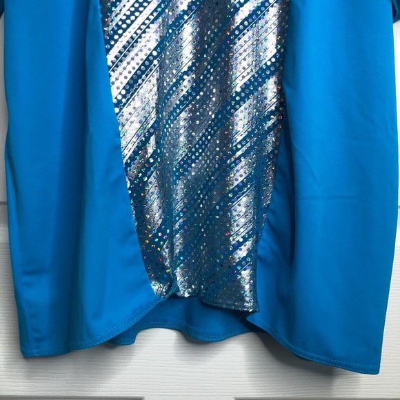Weissman Adult Size XL Blue Shiny Metallic Design Shirt, Dance Recital Show - Picture 4 of 7